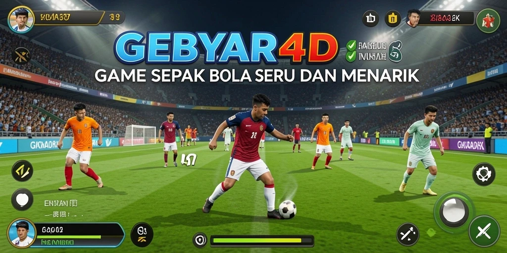 Tampilan gameplay sepak bola yang dinamis di GEBYAR4D.