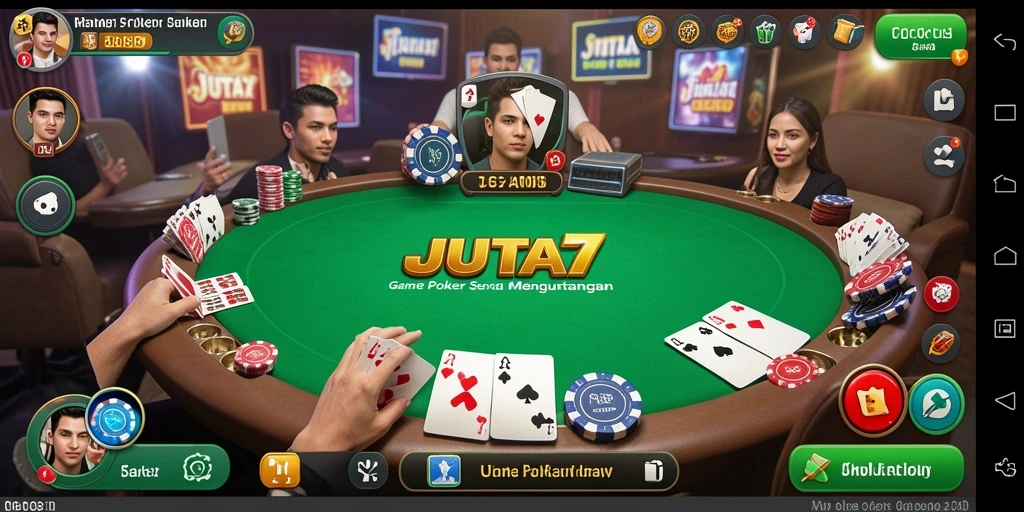 Tampilan dinamis gameplay Poker di JUTA7 yang sangat menarik.
