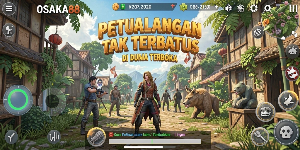 Screenshot utama OSAKA88 menampilkan petualangan luar biasa dalam dunia terbuka.