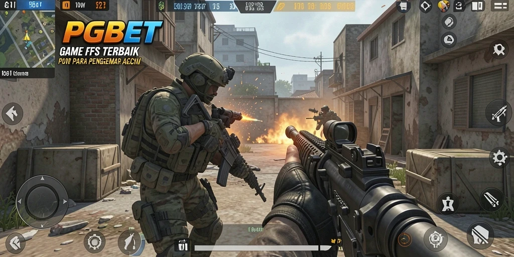 Screenshot PGBET menampilkan aksi intens dalam permainan FPS.