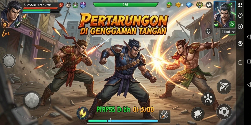 Tangkapan layar RP55 menampilkan aksi pertarungan yang mendebarkan.