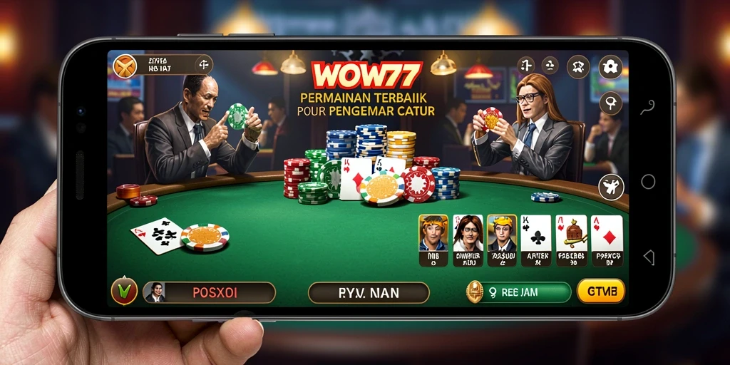Screenshot WOW77 menampilkan aksi seru bermain Poker dengan teman.